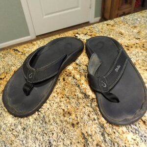 Olukai Ohana Koa Men's Sandals 10 Flip Flop Black Beach Shoes